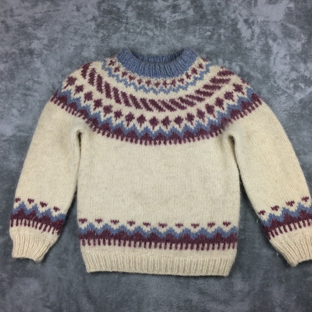 Iceland Virgin Wool Sweater Womens Small Dorit Grains Hand Made Canada Fair Isle